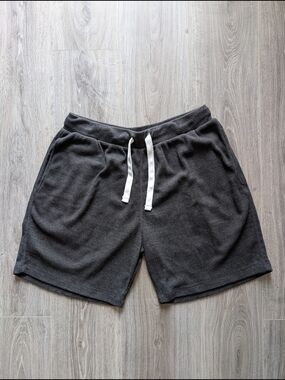 Gustin Waffle Knit Sweatshirts With Drawstring — Charcoal, Size L